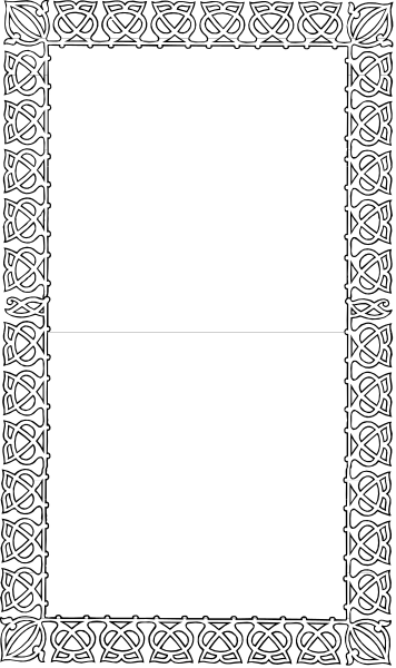 The image shows a simple black and white pattern resembling an open book with intricate designs on its pages.