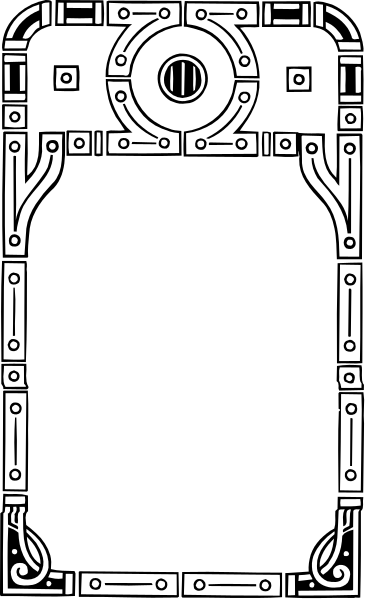 The black and white illustration shows a detailed mechanical design resembling an old steam locomotive with intricate gears and pipes on its side against a dark background.