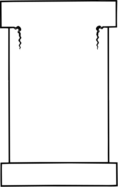 The image shows a simple black and white pixelated representation of an upright standing structure with two vertical lines on either side at its base forming what appears to be legs, suggesting it could represent furniture like a chair or table leg.