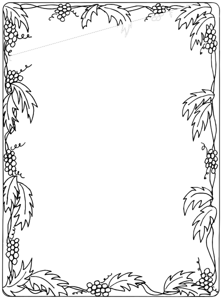 The image shows a white square with an intricate black border featuring floral designs at each corner; within this frame is another smaller rectangle containing what appears to be text in French script on top of two lines that resemble vines, and below them there's a patterned design mimicking leaves.