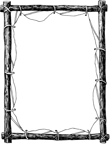 The black and white illustration shows a sign with barbed wire at its top inside an old wooden frame that has been nailed to two posts on either side of it.