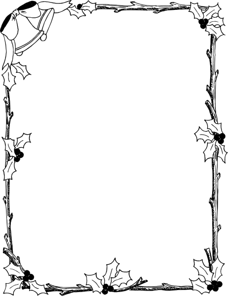 The image shows a blank white piece of paper with decorative borders that resemble holly leaves at its corners within an oval frame on what appears to be a tablet screen displaying it against a dark background, suggesting this is part of a digital interface for writing or drawing purposes.