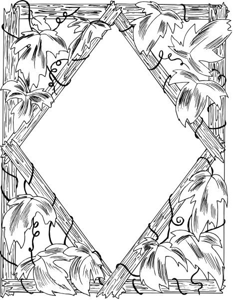 The image shows a black and white illustration of an open book with intricate patterns on its pages featuring leaves and vines, set against what appears to be a dark background that could represent nighttime sky or deep space.