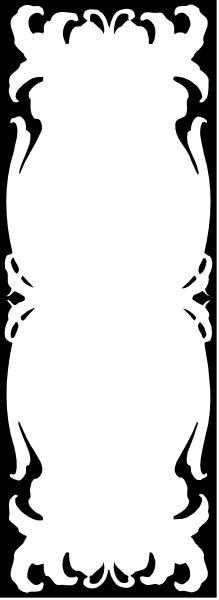 The image shows a decorative border with an intricate design that includes scrollwork on either side of what appears to be text in between; it is monochromatic without any color information provided.