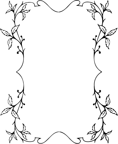 The image shows a black square with white decorative elements that resemble stylized leaves on its sides.