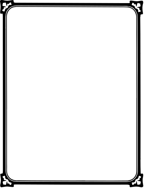 The image shows a white square with an outline of a piece of paper inside it on what appears to be a gray background within another larger rectangle that has decorative borders around its edges.