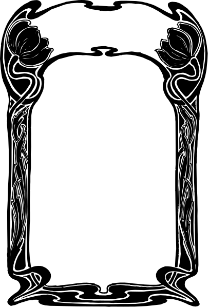 The image shows a black and white illustration of an old sign with intricate designs on it.