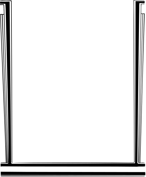 The image shows a black silhouette of an object with two vertical lines on either side against a white background.