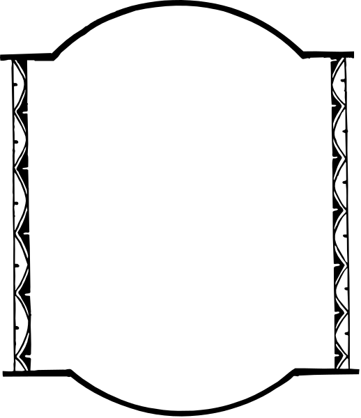 The image shows a black and white sign with an oval shape at its center on what appears to be a wall-mounted board in front of which is another blank space for writing or placing items.