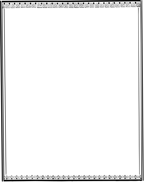 The image shows a blank white piece of paper with black borders inside an open book on what appears to be a shelf against a gray background.
