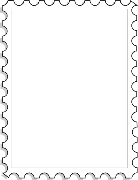 The image shows a white piece of paper with black lines forming an envelope shape inside what appears to be a gray box that resembles a stamp pad on top of another rectangular object which could possibly represent a table, and there is no text present in this clip-art illustration.