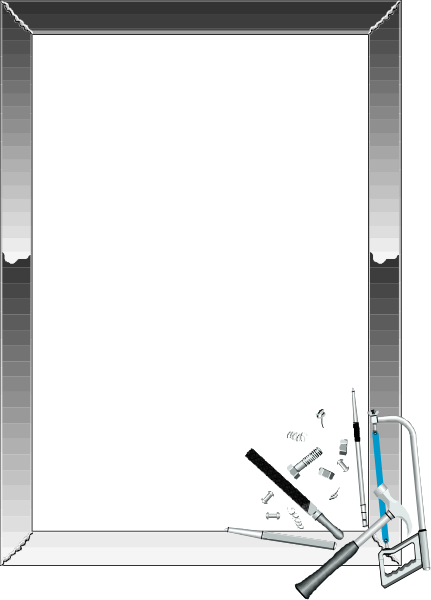 The image shows a black and white photo of an open door with items inside it that appear to be broken glassware on shelves behind what looks like a person sitting down in front of them.