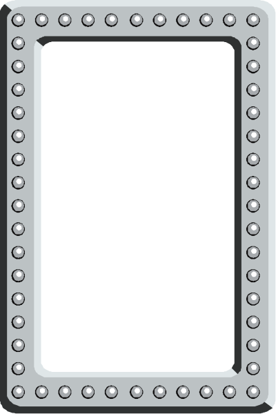 The image shows a white sign with black text inside an enclosure that has rivets on its sides.