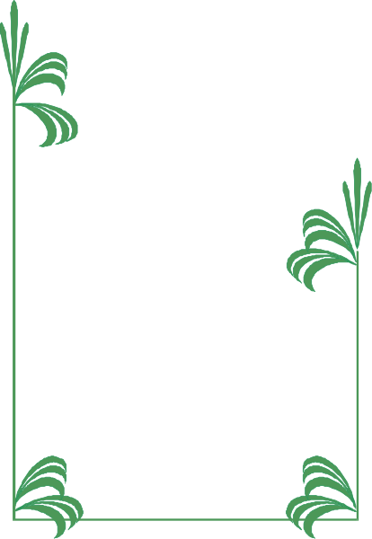 The image shows a simple black background with two green decorative elements resembling leaves on either side of an empty space in between them.