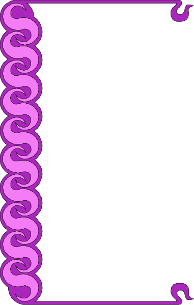 The image shows a purple swirl design on either side of an empty black space with two curved lines at top corners forming borders around it.