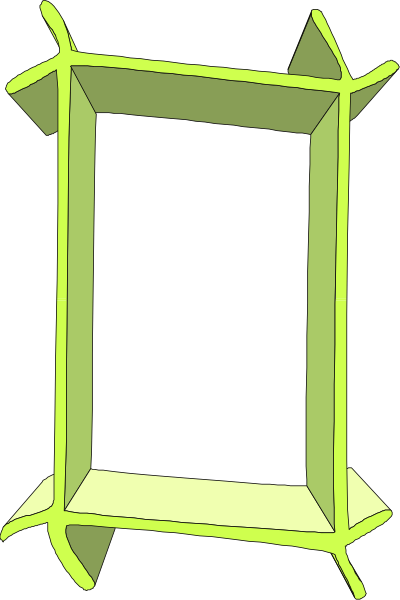 The image shows a simple black frame with yellow lines inside it against a dark background.