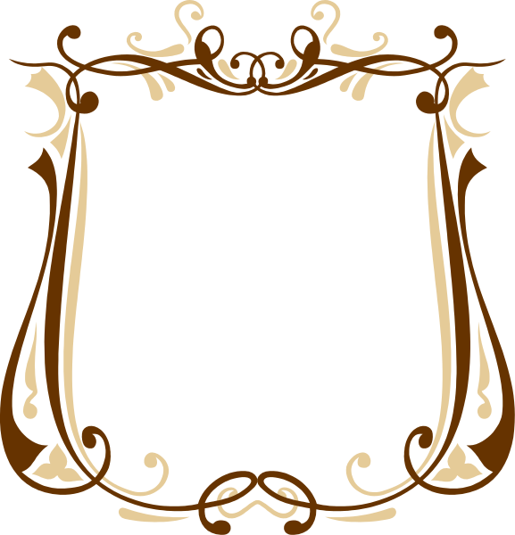 The image shows two frames with a decorative border featuring swirls and flourishes; each frame has an empty space in its center where text can be added.