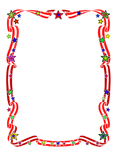 The image shows a black background with colorful stars around an empty space that resembles a cardboard cutout frame in red border at top of screen; no other details can be discerned due to low resolution and small size.
