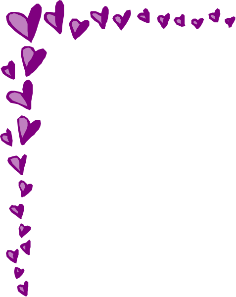 The image shows a black background with purple hearts forming an abstract border along its top edge.