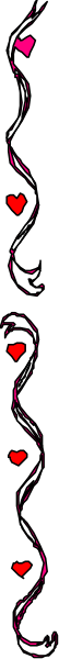 The image shows a gray background with two black lines curving around each other to form an abstract shape that resembles lips in profile view; there is also one red heart on top of this design near where it would be if viewed as a mouth, and no text or additional elements are present within the frame.