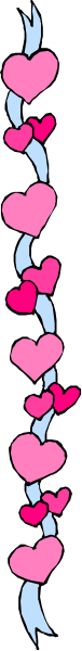 The image shows a gray background with pink hearts arranged along two parallel lines that create an optical illusion of depth; there is no text present in this clip-art illustration.
