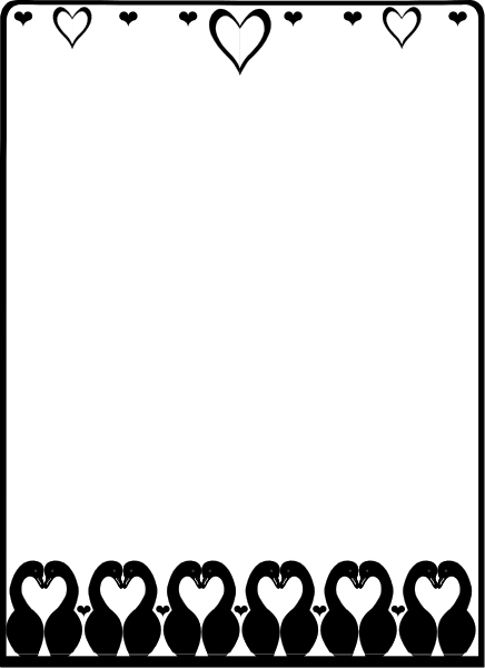 The image shows a black and white illustration of an open book with hearts on its pages; there is no text present in this clip-art piece.