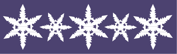 The image shows a purple banner with white snowflakes on it against a grey background.