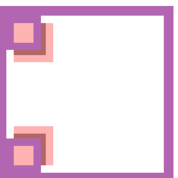 The image shows a simple pixelated representation of two rectangles with rounded corners placed next to each other against a black background; there is no text present in this clip-art image.