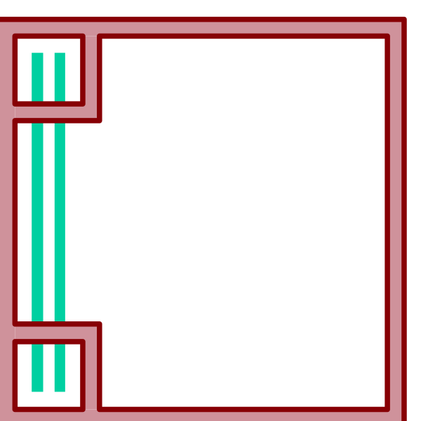 The image shows a simple graphic with two rectangles side by side against a black background; each rectangle has three vertical lines of varying lengths within it.