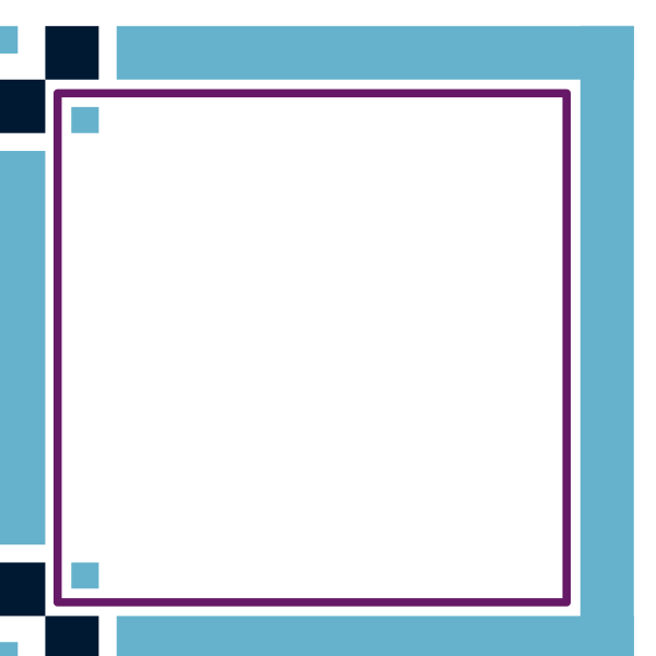 The image shows a square with purple borders inside of which there's an empty space on top left corner against blue background.