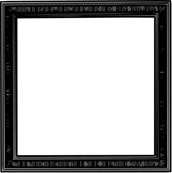 The black and white picture shows two empty frames side by side with a plain background between them.