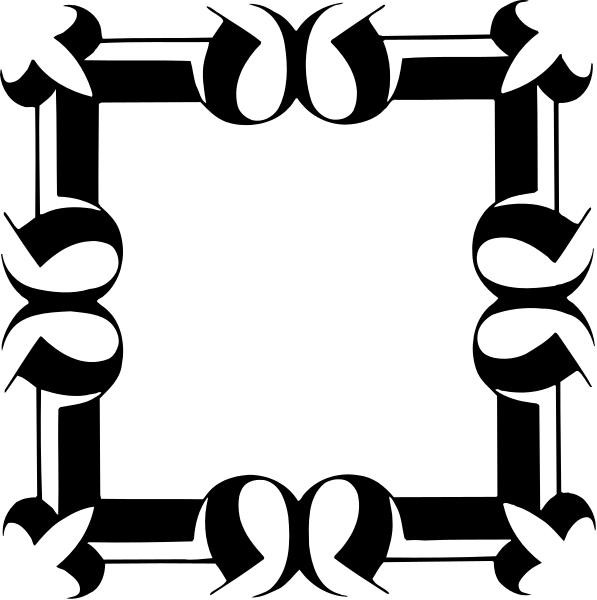 The black and white silhouette of a decorative border with an empty center square on it.