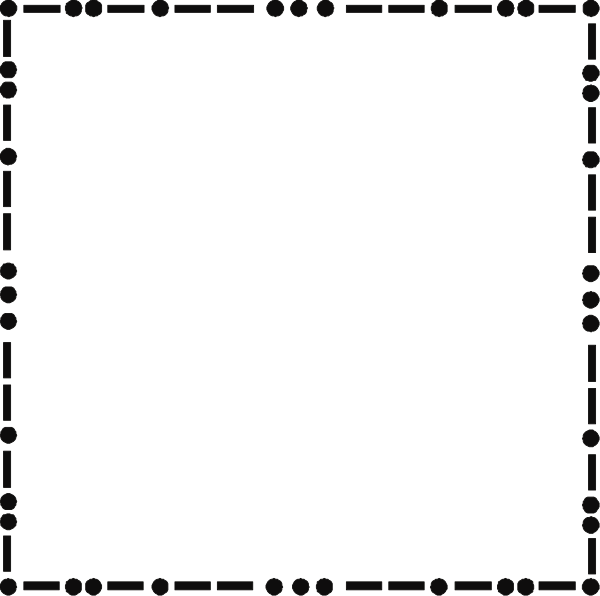 The image shows a black square with white dots around its edges forming an outline of what appears to be a frame for holding content within it.