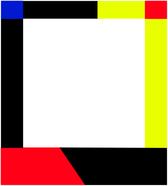 The image shows a simple pixelated representation of an open door with two distinct areas: on top is red, while below it's yellow; to its right there appears to be another colorful area that could represent something else but isn't clearly identifiable due to low resolution and lack of context.