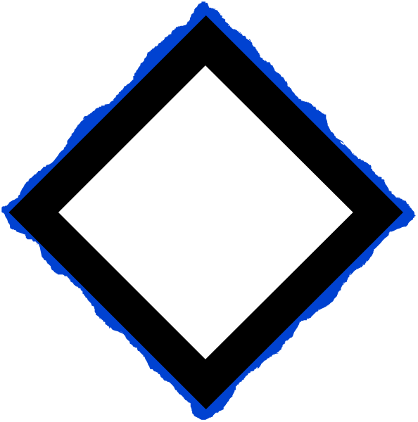 The image shows a blue diamond shape on top of another similar but smaller triangle with an arrow pointing to it from below.