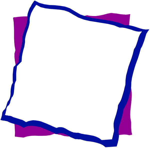 The image shows a white square with purple borders on top of another smaller rectangle that has blue edges at its corners within it.