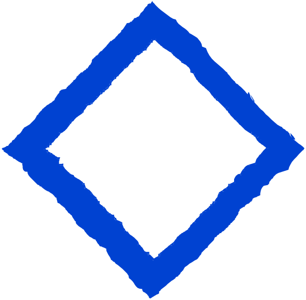 The image shows a blue diamond with white outlines on it against a black background.