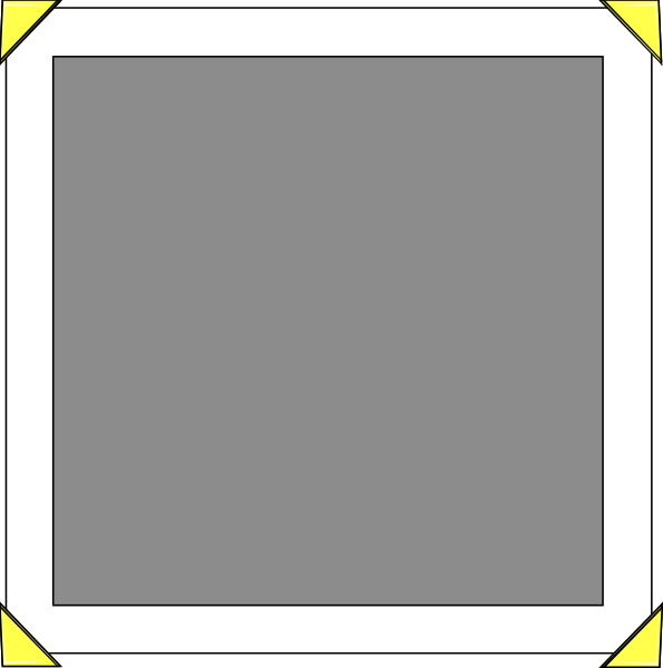 The image shows a gray square with yellow lines forming an X across it.