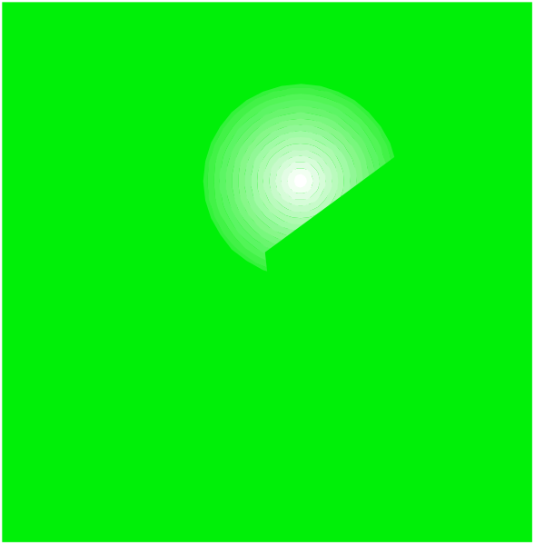The image shows a green circle with an inner white line creating concentric circles that resemble rays of light emanating from it against a black background on one side; there is no other content in this clip-art image, and its simplicity makes any additional description unnecessary or misleading.