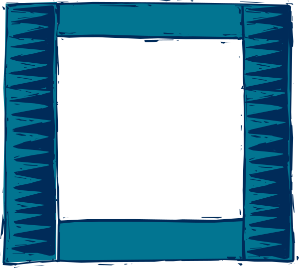 The image shows a blue box with two openings on either side against a dark background.