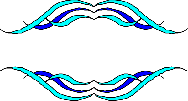 The image shows a blue abstract design with swirling patterns against a dark background.