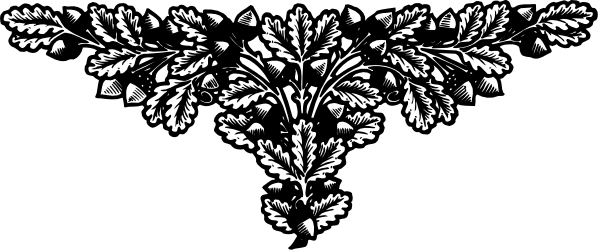 The black and white photo shows a decorative border with floral patterns at its center on what appears to be an otherwise plain background.