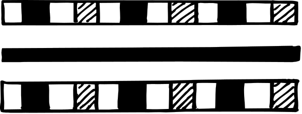 The image shows a black and white pixelated representation of text with an abstract background that appears to be made up of smaller shapes resembling dots or pixels.