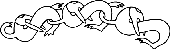 The image shows a black banner with white text that reads "GOD IS LOVE" repeated multiple times across it in various fonts and sizes; there is also an illustration of two snakes intertwined on top left corner, which appears to be part of another word or phrase not fully visible.