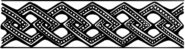 The image shows a black and white pattern with intricate designs that resemble stylized waves or abstract shapes along an elongated border.