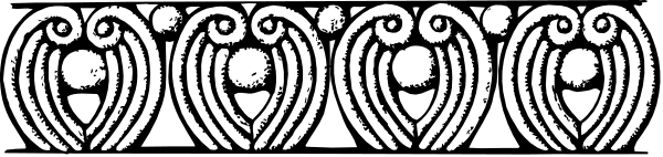 The image shows a decorative border with an intricate pattern of swirls and scrollwork featuring what appears to be stylized leaves in various shapes and sizes along its length.