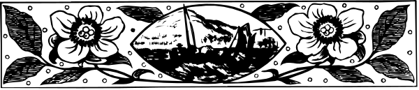 The image shows a decorative border with floral patterns on it; there is no text present within this clip-art piece.