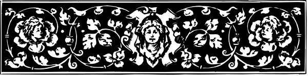 The image shows a black and white pattern with intricate designs that resemble floral motifs along an elongated border at the bottom of what appears to be a wallpaper-like design on a gray background, possibly representing decorative trim for interior walls or furniture pieces.