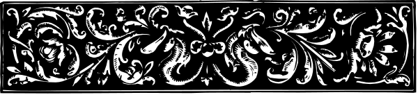 The image shows a decorative metal scroll with intricate patterns on it against a plain background.