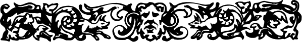 The image shows a black and white decorative border with intricate designs resembling scrollwork at its center.